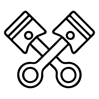 two pistons crossed into an X shape, light baby pink, outlined icon style sticker