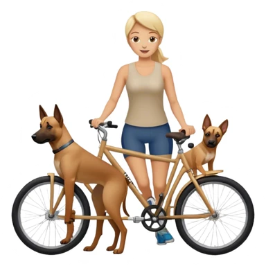 Mom and two kids on bikes with malinos dog sticker
