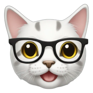 Cat black smile glasses sticker