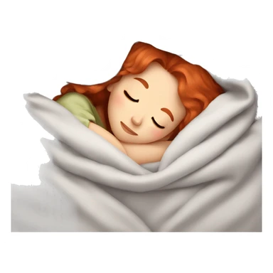 Girl with red hair sleeping in blanket sticker