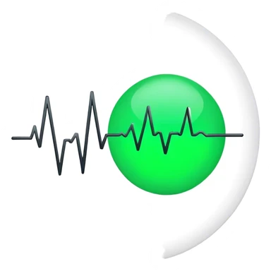 green dot with ECG heartbeat line. dot, not heat sticker