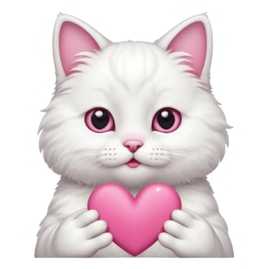 Cute white cat making heart shape with his hand sticker