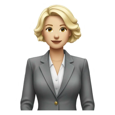 Blonde jewellery seller in a grey suit sticker