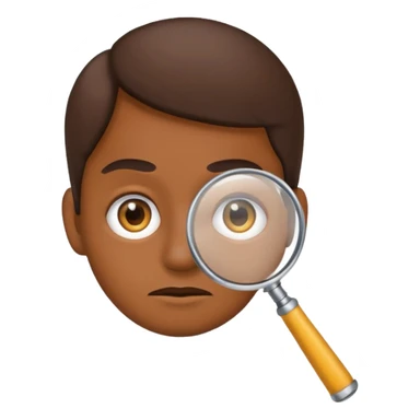 emoji with magnifying glass and black background with serious face brown face sticker