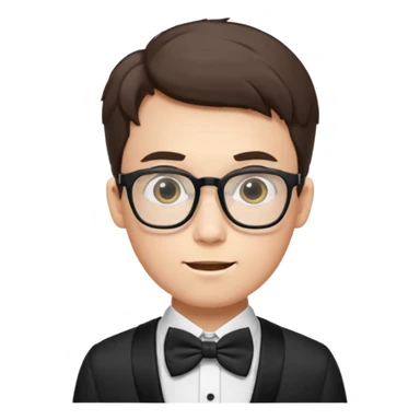 Nerdy specs boy  emoji with bow sticker
