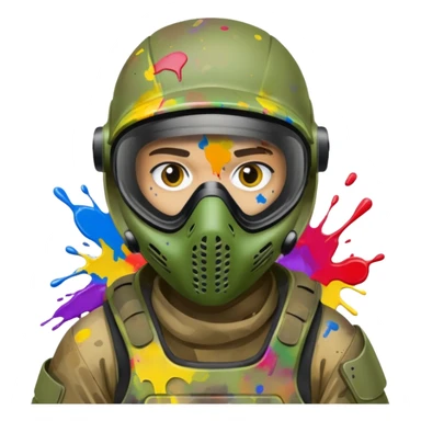 paintball player face shot with lots of colors messy sticker