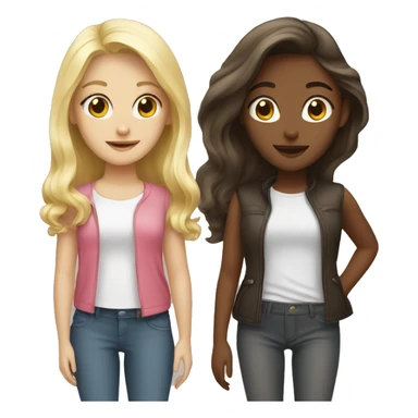 Blonde girl and brunette girl  sticker