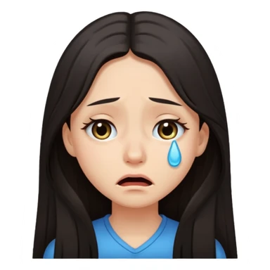 pretty girl with dark long hair crying cross eyed  sticker