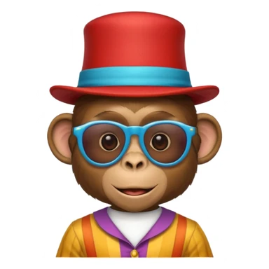 a sunglasses monkey with circus hat and shirt sticker