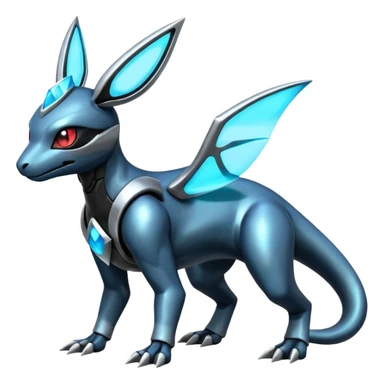Shiny Futuristic Dusknoir-Salandit-Glaceon-Fakémon-hybrid-creature (full body)  sticker