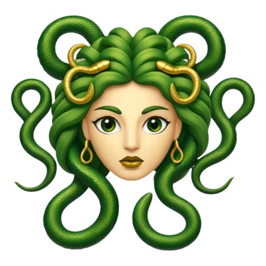 The Sicilian Medusa in gold and green and make the snake hair have snake faces  sticker