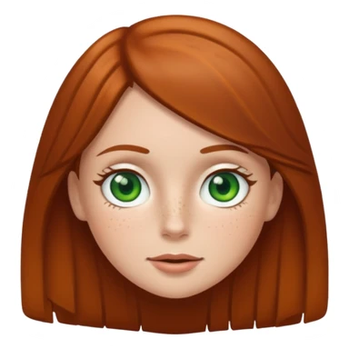 Create an emoji of a white girl with freckles, brown hair and green eyes sticker