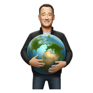 tom hanks hugs the earth sticker