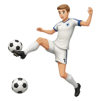 white man Soccer player kicking a ball white sticker