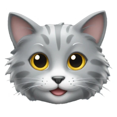 Fluffy gray cat smile  sticker