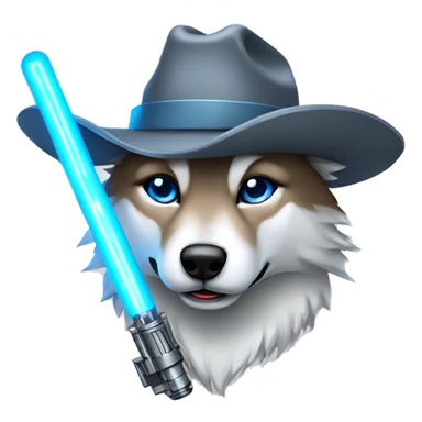 Wolf with cowboy hat Gray Lightsaber Blue eyes  sticker