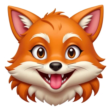 Mischievous feminine girl fox grinning with big eyes and tongue sticking out sticker