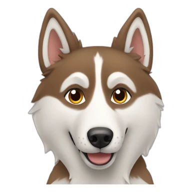 Brown husky with small gray hedgehog toy sticker