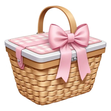 White Picnic basket with light pink bow sticker