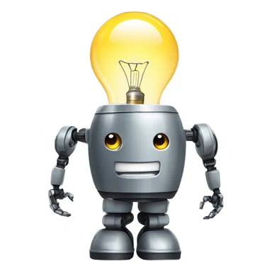 robot holds a light bulb sticker