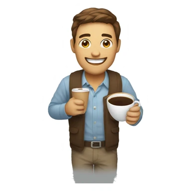 happy developer with a big cup of coffee sticker