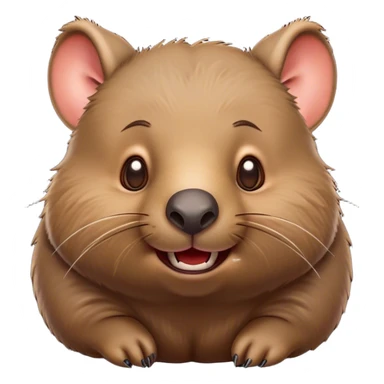 Cinematic Comical Wombat Portrait Emoji, Head tilted dramatically with an exaggeratedly amused expression, featuring a striking, glossy shaggy brown fur with bold textures and wide, expressive eyes filled with playful disbelief, Simplified yet hilariously expressive features, highly detailed, glowing with a slightly sassy glow, high shine, dramatic yet playful, stylized with an air of cheeky bush mischief, bright and endearing, soft glowing outline, capturing the essence of a spirited and over‐the‐top wombat, so meme‐worthy it feels like it could snort its way into internet fame instantly! sticker