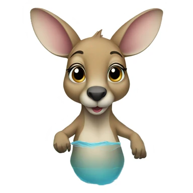 Baby kangaroo swimming in a pool sticker