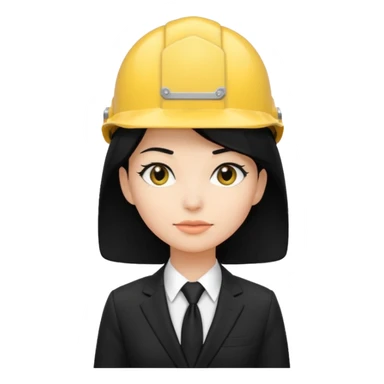 black suit black tie with yellow helmet ''black hair''  woman sticker