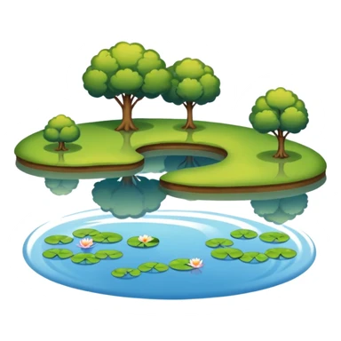 A pond is a small, still body of water—usually smaller than a lake—often shallow enough for sunlight to reach the bottom in most areas. It can be natural, formed by springs or rainfall collecting in a low area, or man-made, like a farm or garden pond. sticker