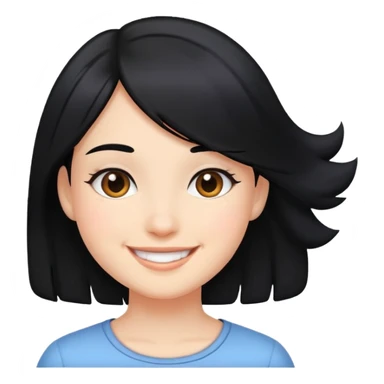 smiling girl with black hair sticker