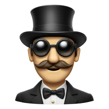 A guy with a massive mustache wearing goggles and a top hat with goggles on it  sticker