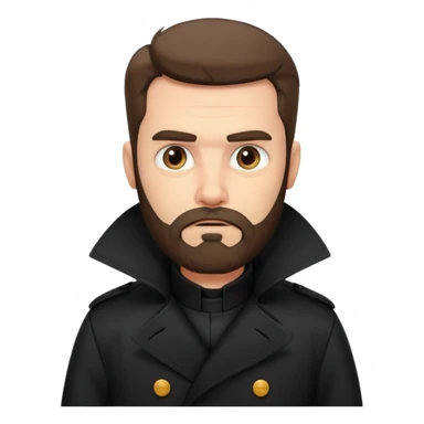 bearded man in black in black trenchcoat  sticker