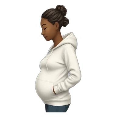 hoodie sweatshirt pregnant woman side view sticker