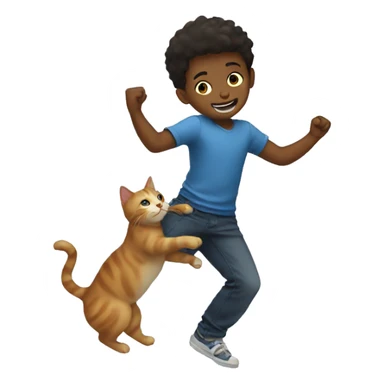 Boy dancing with a cat sticker