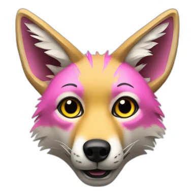 Coyote with scarred face pink yellow sticker