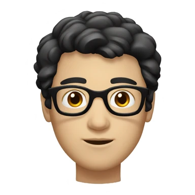 white skin male with very short black hair, round glasses sticker