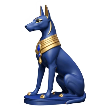 Regal Black, gold, and details of lapis anubis statue posed  sticker