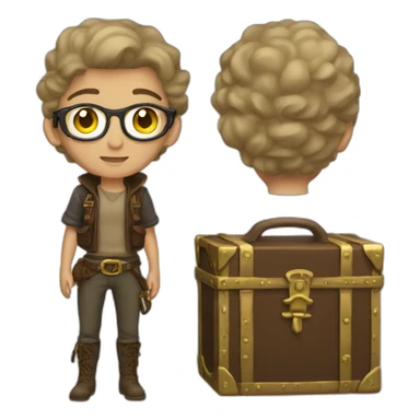 Treasure Hunter non-binary full body emoji eyes sticker