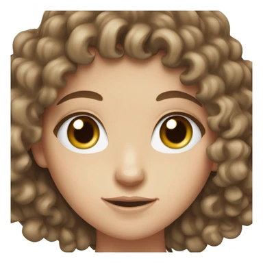 White girl with short brown curly hair and blue eyes sticker