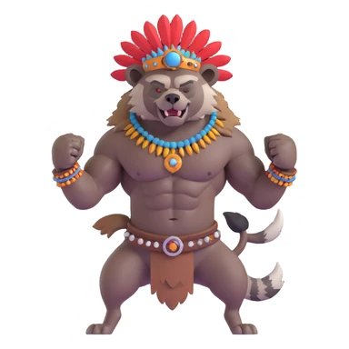 A native strong buff hyena with war bonnet flexing posing full body  sticker