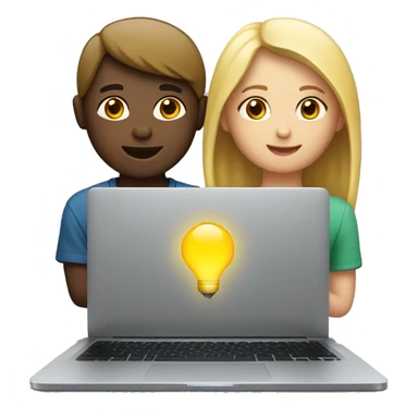 Girl and boy laptop with light above head sticker