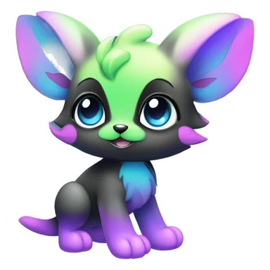 Cute cool black nebula fading green blue purple pink gradient animal hybrid Fakemon full body sticker