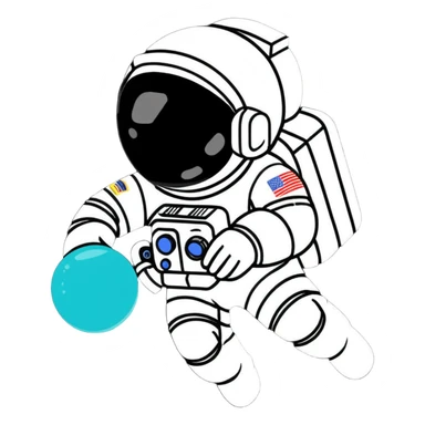 astronaut in white spacesuit spacewalking over a field sticker