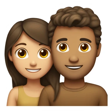 Brunette girl hugging tan man with brown hair sticker