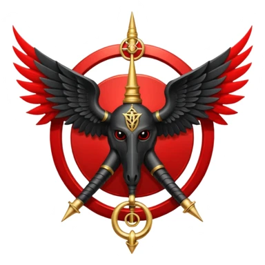 Holy Emblem with black wings and horn and red tetragrammaton in the middle sticker