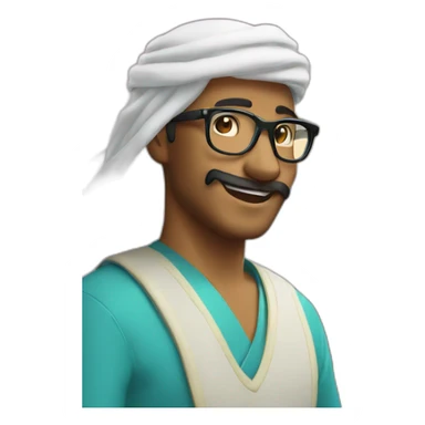 Arabian with glasses on in front of Fuji moutain sticker