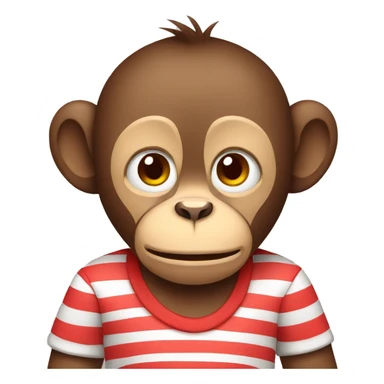 crying monkey wearing a striped red and white shirt with vertical lines sticker