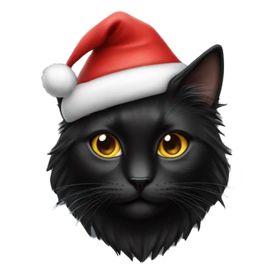 long haired black cat wearing santa hat sticker