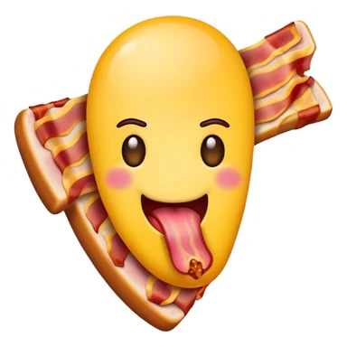 tongue out emoji holding a bacon strip sticker