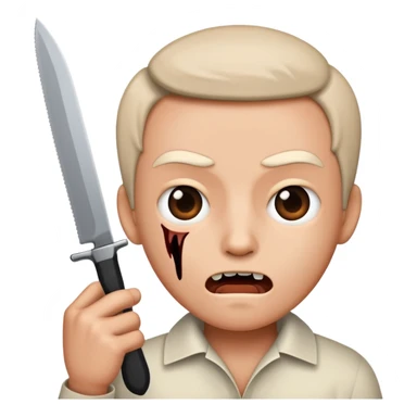 speaking face with a knife in front, as if telling a scary story sticker